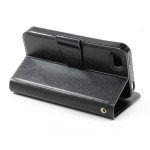 Wholesale iPhone 4S 4 Slim Flip Leather Wallet Case (Black - Black)